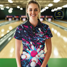 Load image into Gallery viewer, Pink and Purple Bowling Shirts for Team Women Men Bowling Polo and 1/4 Zip Shirt MBL229