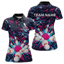 Load image into Gallery viewer, Pink and Purple Bowling Shirts for Team Women Men Bowling Polo and 1/4 Zip Shirt MBL229