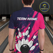 Load image into Gallery viewer, Custom Pink and Blue Bowling Shirts for Team Women Men Bowling Polo &amp; 1/4 Zip MBL232