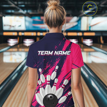 Load image into Gallery viewer, Custom Pink and Blue Bowling Shirts for Team Women Men Bowling Polo &amp; 1/4 Zip MBL232