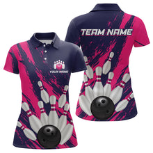 Load image into Gallery viewer, Custom Pink and Blue Bowling Shirts for Team Women Men Bowling Polo &amp; 1/4 Zip MBL232