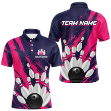 Load image into Gallery viewer, Custom Pink and Blue Bowling Shirts for Team Women Men Bowling Polo &amp; 1/4 Zip MBL232