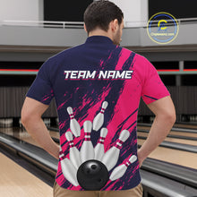 Load image into Gallery viewer, Custom Pink and Blue Bowling Shirts for Team Women Men Bowling Polo &amp; 1/4 Zip MBL232