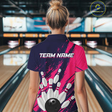Load image into Gallery viewer, Custom Pink and Blue Bowling Shirts for Team Women Men Bowling Polo &amp; 1/4 Zip MBL232