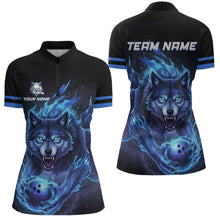 Load image into Gallery viewer, Custom Wolf Flaming Bowling Shirts for Team Women Men Bowling Polo&amp;1/4 Zip Shirt MBL234