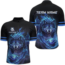 Load image into Gallery viewer, Custom Wolf Flaming Bowling Shirts for Team Women Men Bowling Polo&amp;1/4 Zip Shirt MBL234