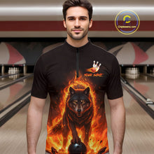 Load image into Gallery viewer, Flaming Wolf Bowling Shirts for Team Women Men Bowling Jersey Bowl Polo&amp;1/4 Zip MBL237