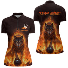 Load image into Gallery viewer, Flaming Wolf Bowling Shirts for Team Women Men Bowling Jersey Bowl Polo&amp;1/4 Zip MBL237
