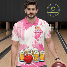 Load image into Gallery viewer, Beer Bowling Shirts Hot Pink for Team Women Men Custom Bowling Polo &amp; 1/4 Zip Shirt MBL245