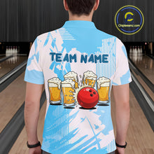 Load image into Gallery viewer, Beer Bowling Shirts Blue for Team Women Men Custom Bowling Polo &amp; 1/4 Zip Shirt MBL245