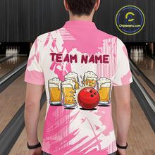 Load image into Gallery viewer, Beer Bowling Shirts Hot Pink for Team Women Men Custom Bowling Polo &amp; 1/4 Zip Shirt MBL245