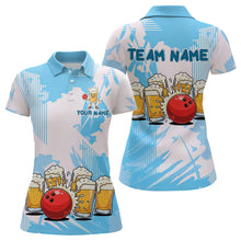Load image into Gallery viewer, Beer Bowling Shirts Blue for Team Women Men Custom Bowling Polo &amp; 1/4 Zip Shirt MBL245