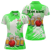 Load image into Gallery viewer, Beer Bowling Shirts Green for Team Women Men Custom Bowling Polo &amp; 1/4 Zip Shirt MBL245