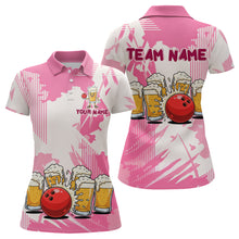 Load image into Gallery viewer, Beer Bowling Shirts Hot Pink for Team Women Men Custom Bowling Polo &amp; 1/4 Zip Shirt MBL245