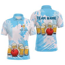 Load image into Gallery viewer, Beer Bowling Shirts Blue for Team Women Men Custom Bowling Polo &amp; 1/4 Zip Shirt MBL245