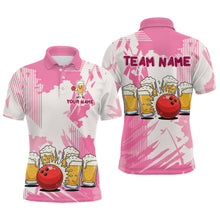 Load image into Gallery viewer, Beer Bowling Shirts Hot Pink for Team Women Men Custom Bowling Polo &amp; 1/4 Zip Shirt MBL245