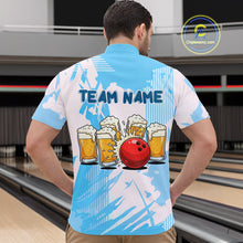 Load image into Gallery viewer, Beer Bowling Shirts Blue for Team Women Men Custom Bowling Polo &amp; 1/4 Zip Shirt MBL245