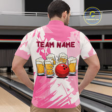 Load image into Gallery viewer, Beer Bowling Shirts Hot Pink for Team Women Men Custom Bowling Polo &amp; 1/4 Zip Shirt MBL245