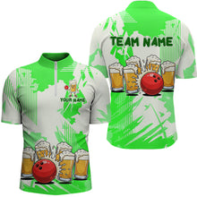 Load image into Gallery viewer, Beer Bowling Shirts Green for Team Women Men Custom Bowling Polo &amp; 1/4 Zip Shirt MBL245