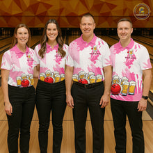 Load image into Gallery viewer, Beer Bowling Shirts Hot Pink for Team Women Men Custom Bowling Polo &amp; 1/4 Zip Shirt MBL245