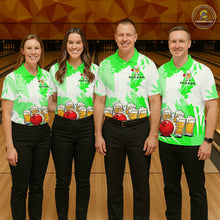 Load image into Gallery viewer, Beer Bowling Shirts Green for Team Women Men Custom Bowling Polo &amp; 1/4 Zip Shirt MBL245