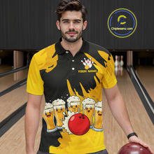 Load image into Gallery viewer, Funny Beer Bowling Shirts Yellow for Women Men Team Bowling Polo &amp; 1/4 Zip Shirts MBL251