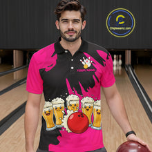 Load image into Gallery viewer, Funny Beer Bowling Shirts Pink for Women Men Team Bowling Polo &amp; 1/4 Zip Shirts MBL251