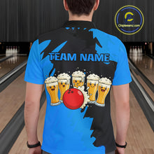 Load image into Gallery viewer, Funny Beer Bowling Shirts Blue for Women Men Team Bowling Polo &amp; 1/4 Zip Shirts MBL251