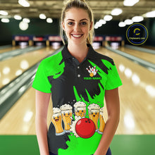 Load image into Gallery viewer, Funny Beer Bowling Shirts Green for Women Men Team Bowling Polo &amp; 1/4 Zip Shirts MBL251