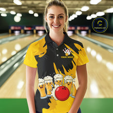 Load image into Gallery viewer, Funny Beer Bowling Shirts Yellow for Women Men Team Bowling Polo &amp; 1/4 Zip Shirts MBL251