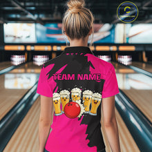 Load image into Gallery viewer, Funny Beer Bowling Shirts Pink for Women Men Team Bowling Polo &amp; 1/4 Zip Shirts MBL251