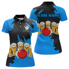 Load image into Gallery viewer, Funny Beer Bowling Shirts Blue for Women Men Team Bowling Polo &amp; 1/4 Zip Shirts MBL251