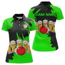 Load image into Gallery viewer, Funny Beer Bowling Shirts Green for Women Men Team Bowling Polo &amp; 1/4 Zip Shirts MBL251