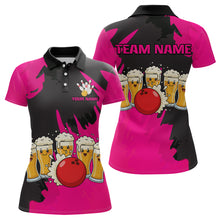 Load image into Gallery viewer, Funny Beer Bowling Shirts Pink for Women Men Team Bowling Polo &amp; 1/4 Zip Shirts MBL251