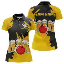 Load image into Gallery viewer, Funny Beer Bowling Shirts Yellow for Women Men Team Bowling Polo &amp; 1/4 Zip Shirts MBL251