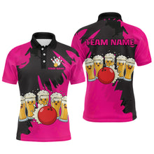 Load image into Gallery viewer, Funny Beer Bowling Shirts Pink for Women Men Team Bowling Polo &amp; 1/4 Zip Shirts MBL251