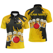 Load image into Gallery viewer, Funny Beer Bowling Shirts Yellow for Women Men Team Bowling Polo &amp; 1/4 Zip Shirts MBL251