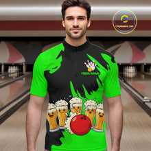 Load image into Gallery viewer, Funny Beer Bowling Shirts Green for Women Men Team Bowling Polo &amp; 1/4 Zip Shirts MBL251