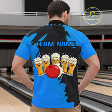 Load image into Gallery viewer, Funny Beer Bowling Shirts Blue for Women Men Team Bowling Polo &amp; 1/4 Zip Shirts MBL251