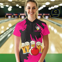 Load image into Gallery viewer, Funny Beer Bowling Shirts Pink for Women Men Team Bowling Polo &amp; 1/4 Zip Shirts MBL251