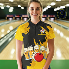 Load image into Gallery viewer, Funny Beer Bowling Shirts Yellow for Women Men Team Bowling Polo &amp; 1/4 Zip Shirts MBL251