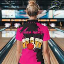 Load image into Gallery viewer, Funny Beer Bowling Shirts Pink for Women Men Team Bowling Polo &amp; 1/4 Zip Shirts MBL251
