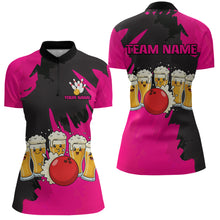 Load image into Gallery viewer, Funny Beer Bowling Shirts Pink for Women Men Team Bowling Polo &amp; 1/4 Zip Shirts MBL251