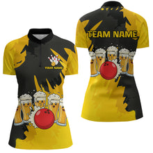 Load image into Gallery viewer, Funny Beer Bowling Shirts Yellow for Women Men Team Bowling Polo &amp; 1/4 Zip Shirts MBL251