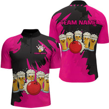 Load image into Gallery viewer, Funny Beer Bowling Shirts Pink for Women Men Team Bowling Polo &amp; 1/4 Zip Shirts MBL251