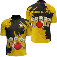 Load image into Gallery viewer, Funny Beer Bowling Shirts Yellow for Women Men Team Bowling Polo &amp; 1/4 Zip Shirts MBL251