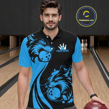 Load image into Gallery viewer, Blue Wolf Bowling Shirts for Team Men Women Custom Wolf Bowling Jerseys for Couples MBL197