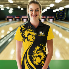 Load image into Gallery viewer, Yellow Wolf Bowling Shirts for Team Men Women Custom Wolf Bowling Jerseys for Couples MBL197