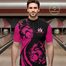 Load image into Gallery viewer, Pink Wolf Bowling Shirts for Team Men Women Custom Wolf Bowling Jerseys for Couples MBL197