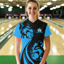 Load image into Gallery viewer, Blue Wolf Bowling Shirts for Team Men Women Custom Wolf Bowling Jerseys for Couples MBL197